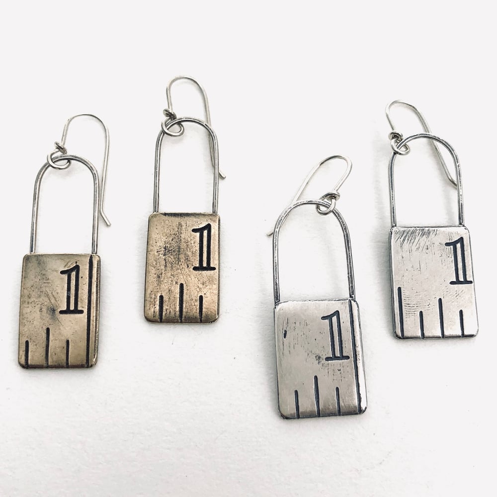 Image of Ruler swing earrings, small    Silver or brass