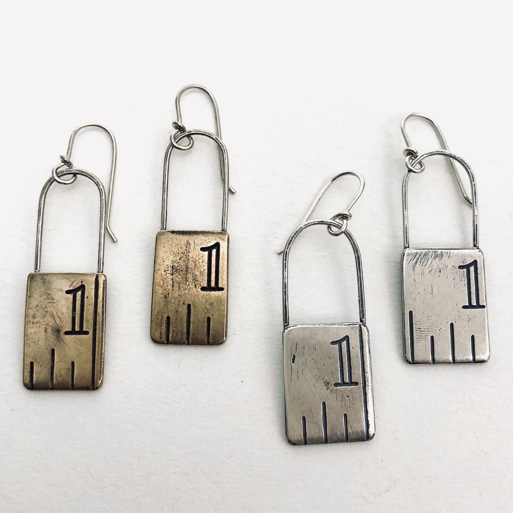 Image of Ruler swing earrings, small    Silver or brass