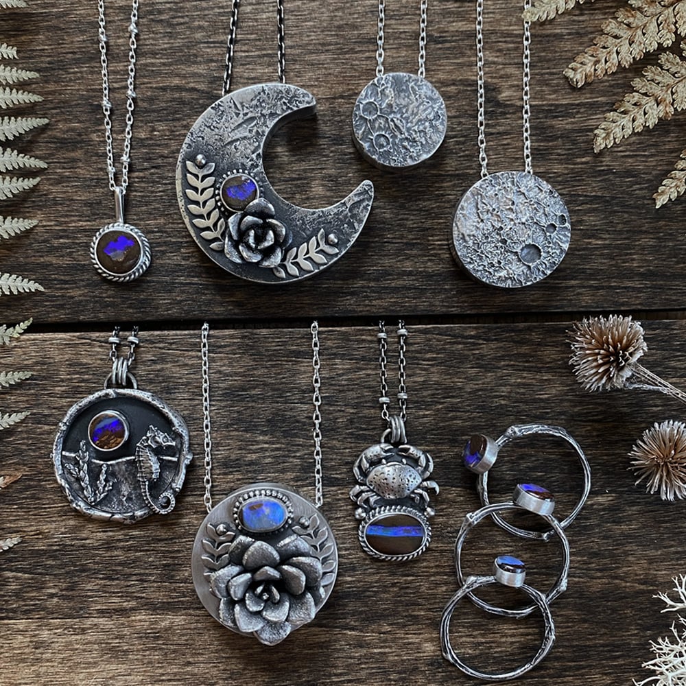Image of Full Moon Hollow Form Reticulated Pendants