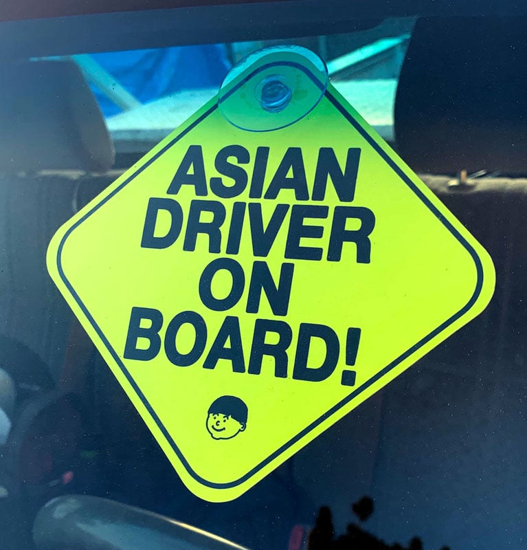 Image of Asian Driver on Board! Sign