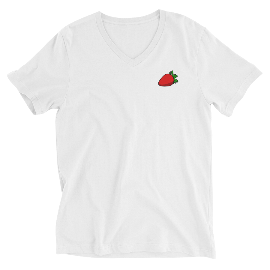 Image of Strawberry Unisex Short Sleeve V-Neck T-Shirt
