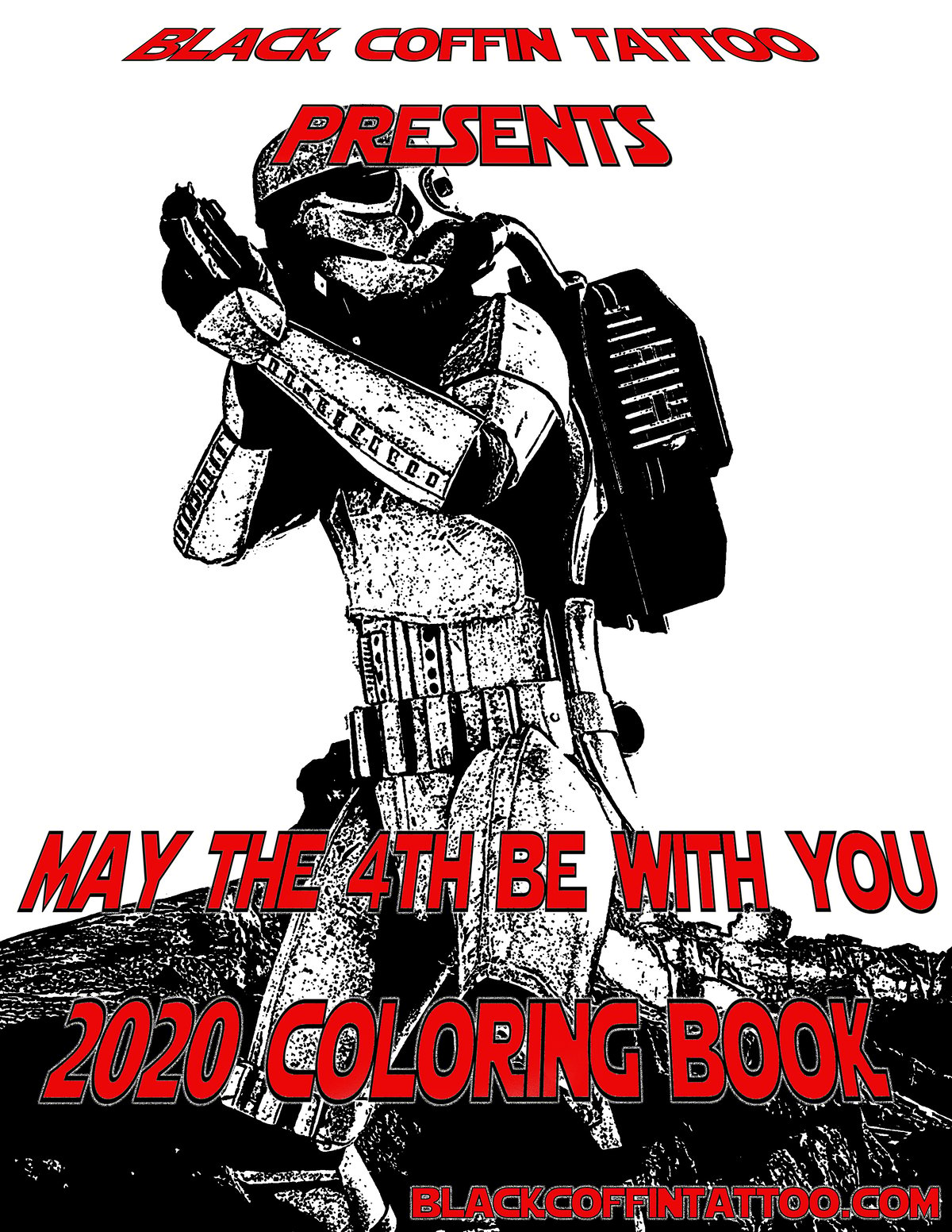 Download May 4th Black Coffin Tattoo Coloring Book Digital Download Black Coffin Tattoo