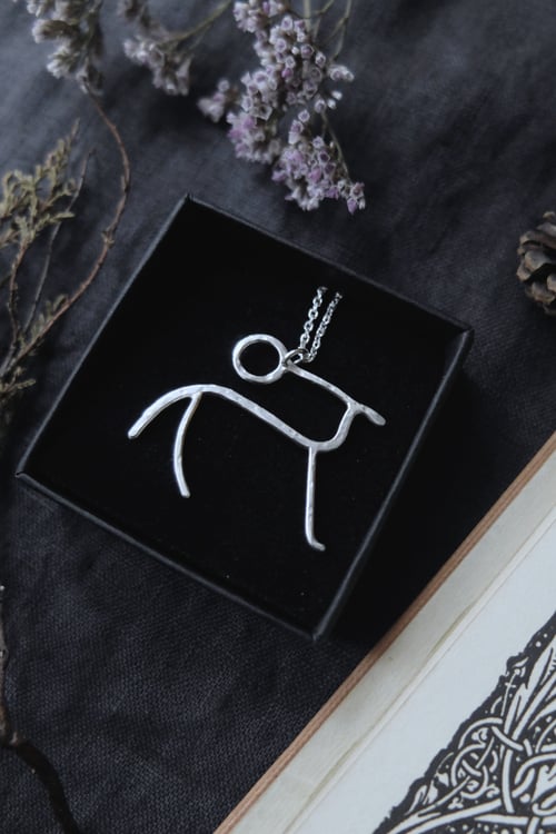Image of SKINFAXI. PETROGLYPH TALISMAN ↟ sustainable, recycled sterling silver - Sun Horse - unique