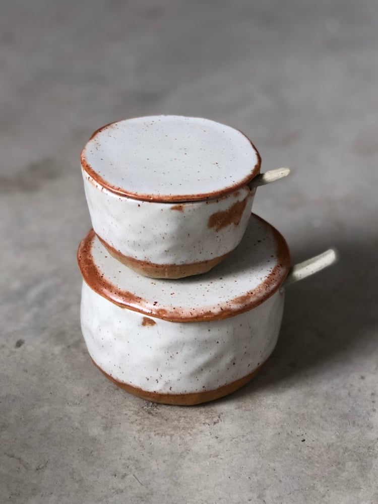 Image of large lidded bowl with spoon 