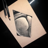 Image 2 of Original Charcoal G-String Drawing