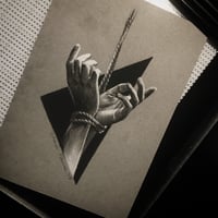 Image 3 of Original Charcoal Tied Hands Drawing