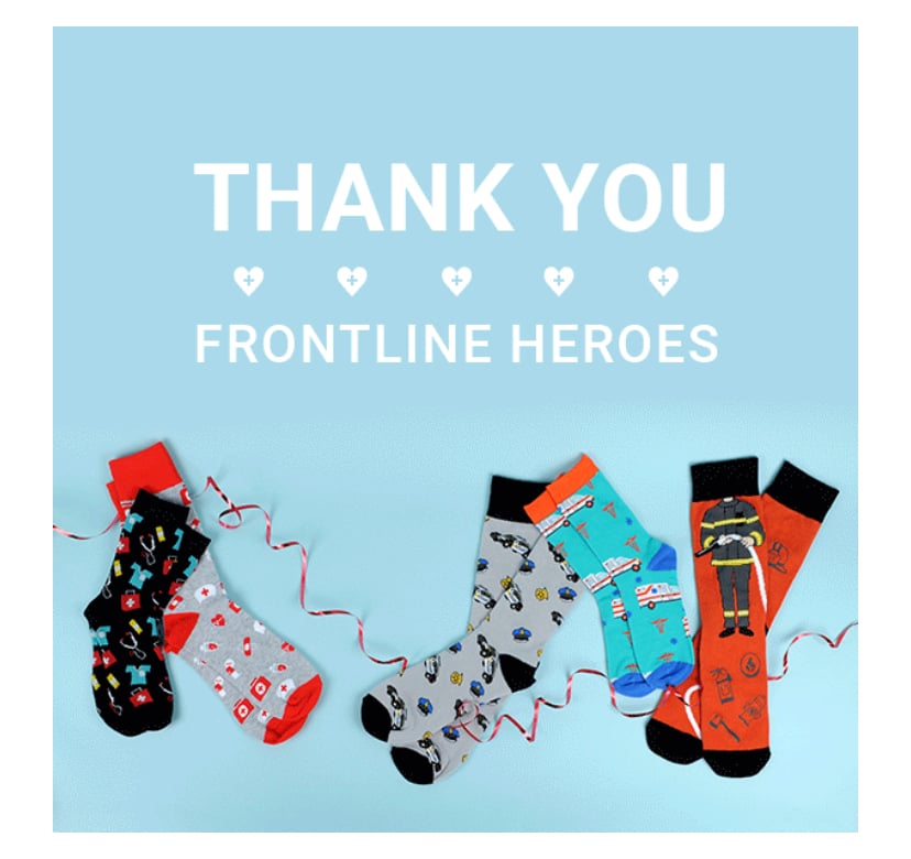Image of Say Thank You To A Frontline Heroes Pattern Novelty Socks (Women’s or Men’s) Pay it Forward