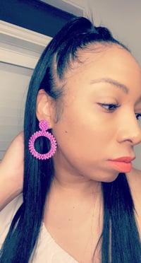 Image 1 of Round Rhinestone earrings 