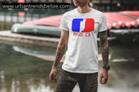 Image 1 of BELIZE - T-SHIRT BLACK/WHITE W/RED/BLUE
