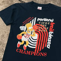 Image 1 of Original Early 90’s Clyde Drexler Bart Simpson Tee.