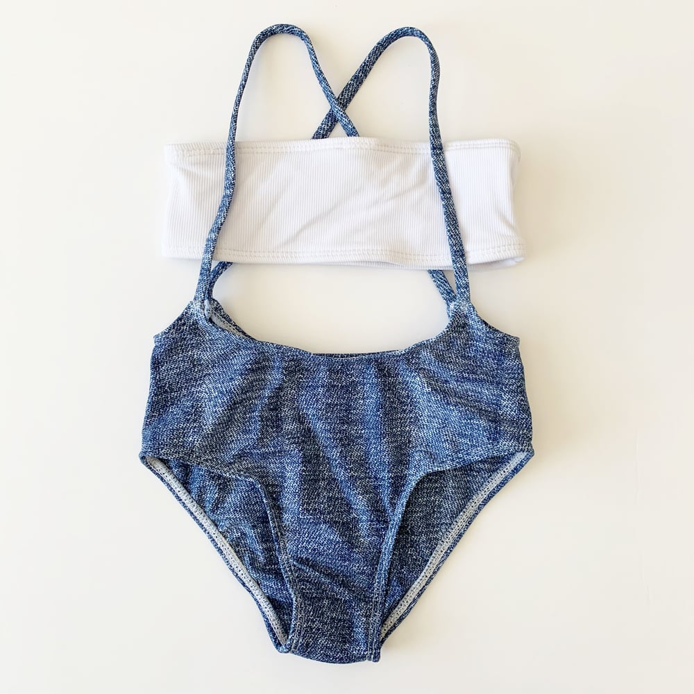 Image of Malibu Swimsuit Denim and White