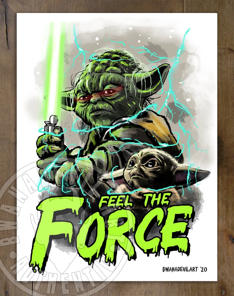 Image of Yoda and baby Yoda (Feel the Force) Art Print 