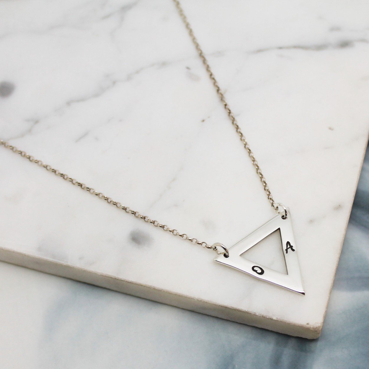 personalised triangle necklace