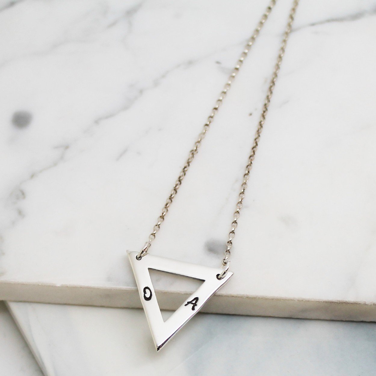 personalised triangle necklace