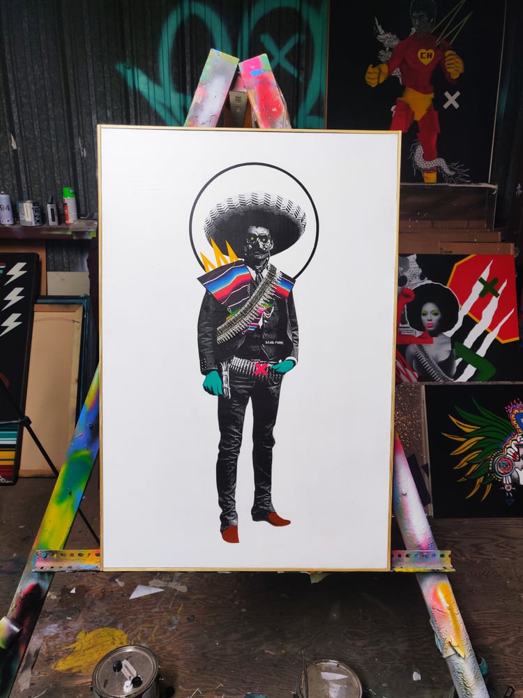 Image of El Dead Punkxican mixed media painting