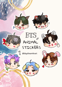 BTS Animals Sticker Sheet