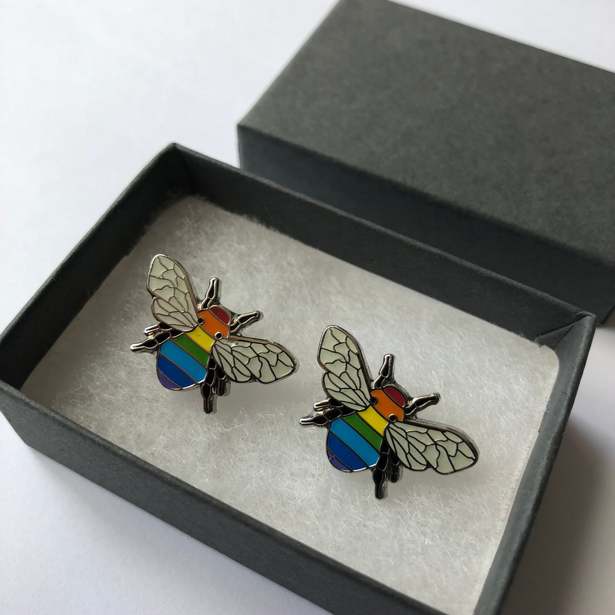 Image of Rainbow Bee Manchester Bee Cufflink Set