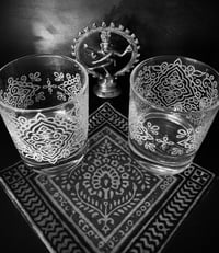 Image 1 of Set of 2 Engraved Mehndi Glasses