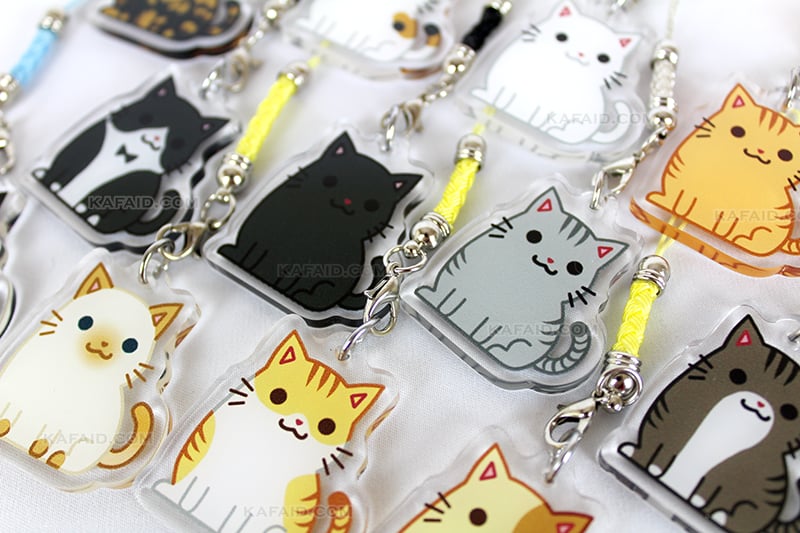 Acrylic Custom Cute Cat Keychains Clear Blank Mobile Phone Charms