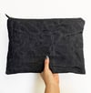 Mended Chaos - Large Clutch in Black Waxed Canvas