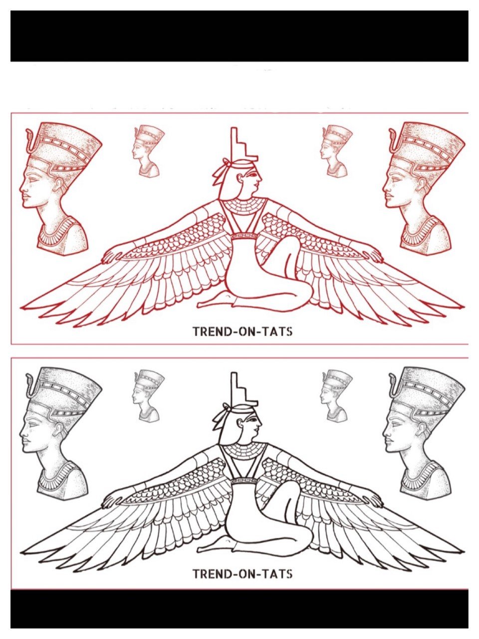 T.O.T Goddess ISIS underboob tat and Nefertiti tat