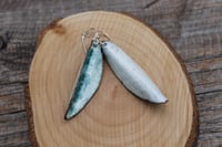 Image 5 of Green and White Open Pod Drop Earrings