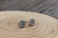 Image 1 of Silver Textured Circle Studs