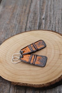 Image 2 of Dark Orange Fold-form Drop Earrings