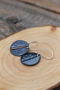 Image 2 of Navy Fold-form Circle Earrings