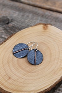 Image 1 of Navy Fold-form Circle Earrings