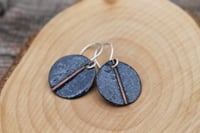 Image 3 of Navy Fold-form Circle Earrings