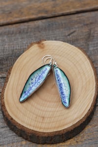 Image 1 of Blue and White Open Pod Drop Earrings