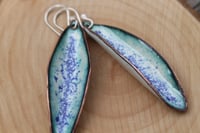 Image 2 of Blue and White Open Pod Drop Earrings