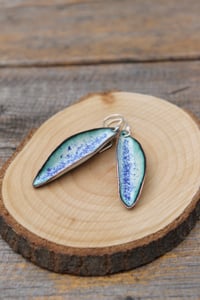 Image 3 of Blue and White Open Pod Drop Earrings