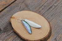 Image 4 of Blue and White Open Pod Drop Earrings