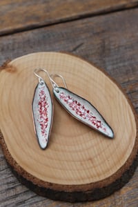 Image 5 of Red and White Open Pod Drop Earrings