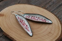 Image 4 of Red and White Open Pod Drop Earrings