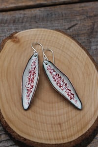 Image 1 of Red and White Open Pod Drop Earrings