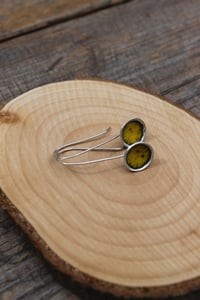 Image 1 of Yellow Enamel and Silver Drop Domes