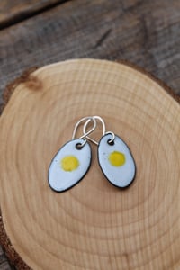 Image 2 of Light Grey and Yellow Spot Earrings