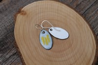 Image 3 of Light Grey and Yellow Stripe Earrings