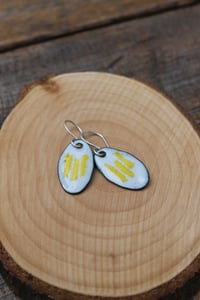 Image 4 of Light Grey and Yellow Stripe Earrings