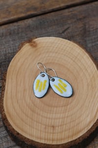 Image 2 of Light Grey and Yellow Stripe Earrings