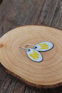 Image 1 of Light Grey and Yellow Stripe Earrings