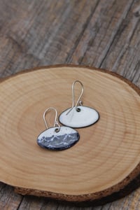 Image 3 of Landscape Blue and White Wave Enamel Earrings