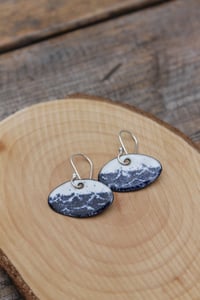 Image 1 of Landscape Blue and White Wave Enamel Earrings