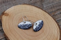 Image 4 of Landscape Blue and White Wave Enamel Earrings