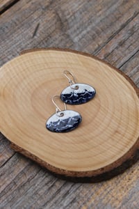 Image 2 of Landscape Blue and White Wave Enamel Earrings