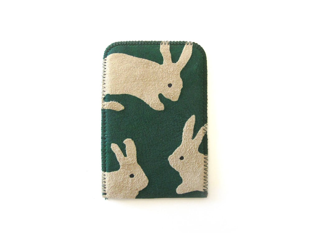 Image of Leather Green Rabbits Card Holders
