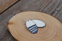 Image 2 of Large Blue and White Stripe Enamel Earrings